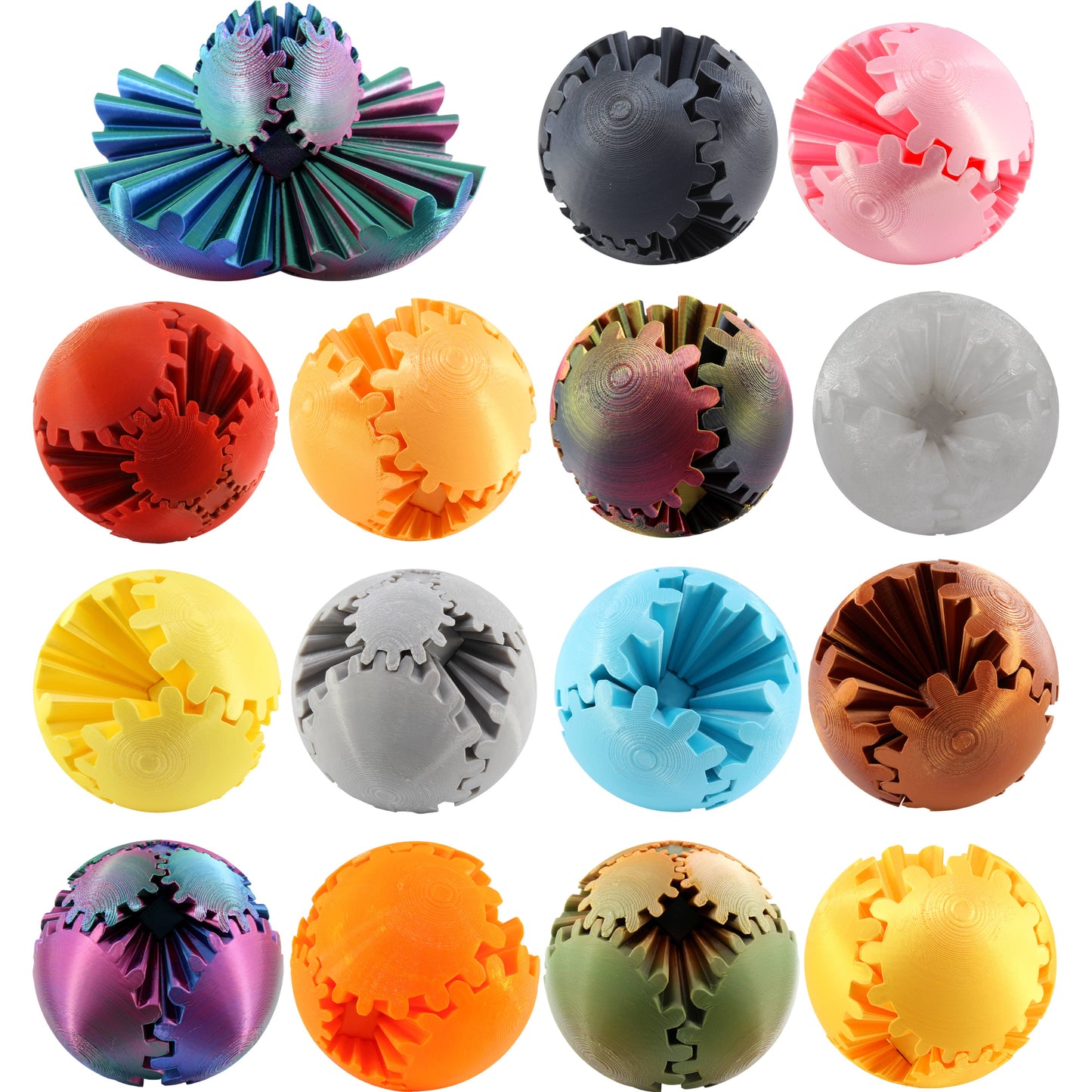 3D Printed 3" Large Gearball Fidget Toys Mix Color