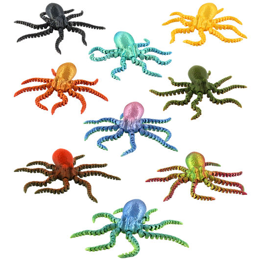 3D Printed Articulated Octopus Fidget Toys Mixed Colors