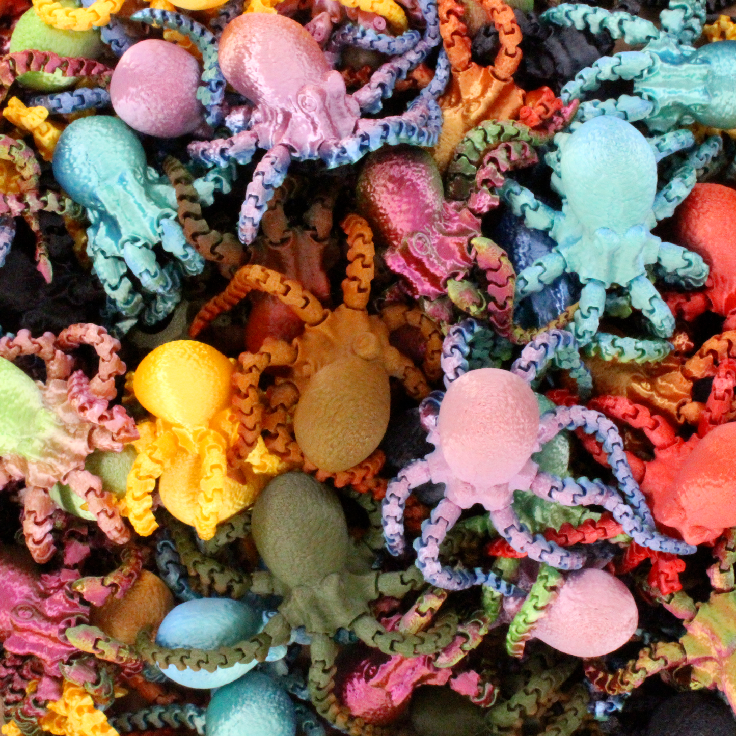3D Printed Articulated Octopus Fidget Toys Mixed Colors